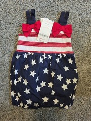 Vintage Gymboree Sleeveless Smocked Romper 4th Of July Americana Flag 3-6mo 2012