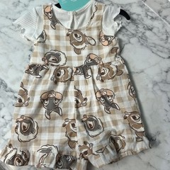 BNWT Girls 12 months (3) Piece BAMBI DISNEY set So cute Shortall Flower Skunk