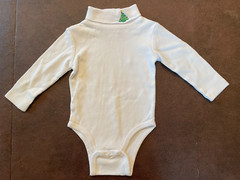 White Embroidered Christmas Tree Long Sleeve Turtle Neck Pima Cotton 0-6m