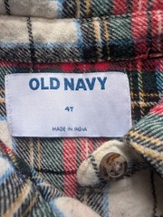 Old Navy Girls 4T Plaid Flannel Shirt Dress Long Sleeve Collared Button
