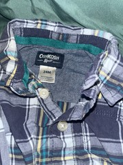 OshKosh B’gosh Plaid Cotton Collared Button Long Sleeve Bodysuits 18M and 24M