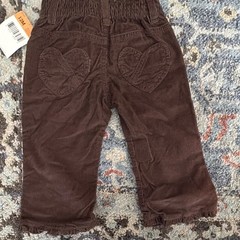 2010 OshKosh B’gosh Girls 12M Brown Corduroy Cropped Pants Hearts Pockets