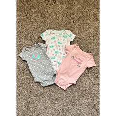 Baby Girl Bodysuits I 3 Pack – Pink Gray Elephant Animal Print I Just One You