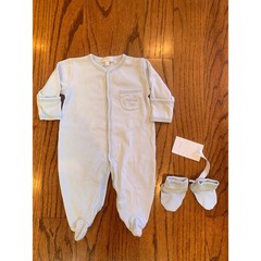 Harrods “Harrods Baby’ Embroidered Footie Pajamas & Booties | Light Blue | 0-3M