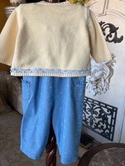 Vtg Gymboree 2003 Garden Patch embroidered overalls cardigan sweater 3-6 6-12