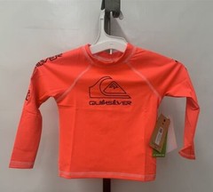 Quiksilver Youth Boys On Tour Long Sleeve Rashguard in Neon Coral Choose Size