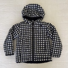 North Face Toddler Size 3T Reversible Puffer Jacket Black White Gingham Hooded