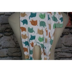 Koala Baby 12M Elephant Print Zip Up Footless Sleeper Pajamas White Green Cotton