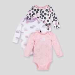 Lamaze Baby Girls’ 3 pk – 9M Printed Organic 100% Cotton Bodysuit / Romper