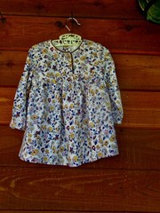 Baby dress Zara made in Spain neutral floral print long sleeve brown trim 9-12mo