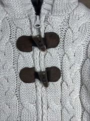 Aran Toggle 2 Button Jacket Beige And Brown With Shamrock Patch 12M