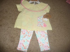 NEW NWT Baby Essentials girls size 9 months seersucker bunny pant set outfit