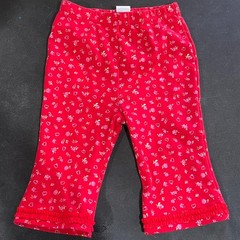 Vintage Baby Okie Dokie Red Floral Hearts Pants 6 9 Months Cotton Ruffle Hem