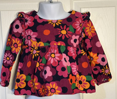 Girls 18-24 mo GYMBOREE Berry Cute Long Sleeve Corduroy Flower Ruffle Blouse Top