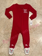 NWT The Children’s Place Red “ Best Gift Ever” Footed Pajamas Christmas Santa 9M