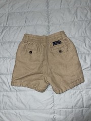 Janie And Jack Boys Cotton Linen Blend Khaki Shorts Size 6-12 Months Infant