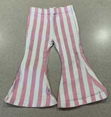 Bailey’s Blossoms Hippie Boho Bell Bottom Pink & White Striped Jeans 3T Pants