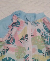 NWOT BESSER BAY 18-24M Girls UV Protection Long Sleeve Half Zip One Piece Leaves