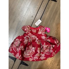 The Childrens Place Baby Girl Red Gold Floral Brocade Dress Set 3-6M NWT