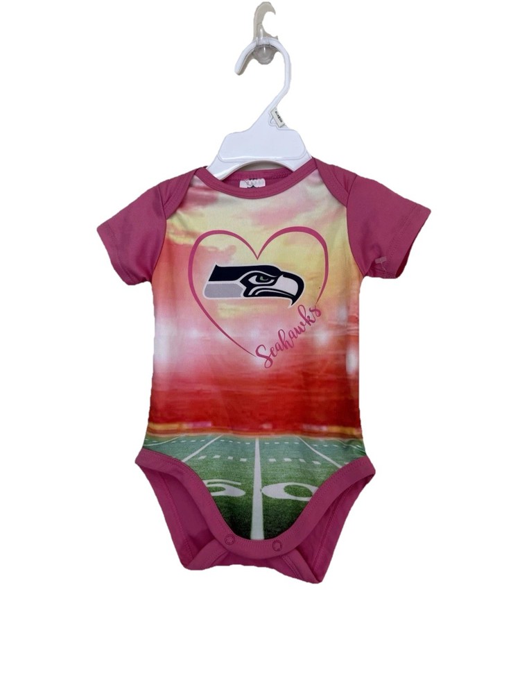 Seattle Seahawks Bodysuit Baby Girl 0-3 Month NFL Team Apparel Pink New No Tag