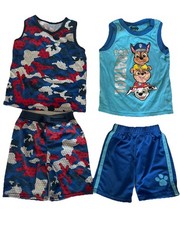 2 Boys Short &Tank Top Sets 4T Paw Patrol w/Mesh Shorts & Red White Blue Camo