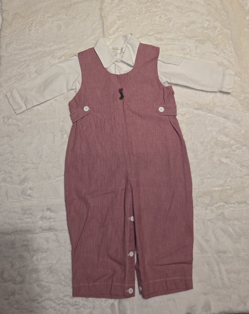 Strasburg 24m Longall Romper 2 pc Set Christmas Pitcures Adorable
