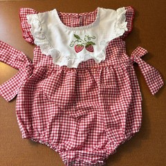 Boutique Romper Bubble Red Check NEW Baby Girl 18-24 Months Strawberries