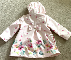 Little Me Baby Girls Raincoat with Hood Pretty Floral Front Zipper Size 18 Month