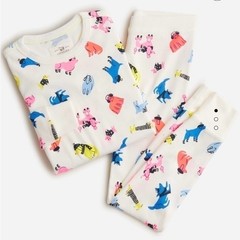 J.Crew Crewcuts Girls’ Long Sleeve Neon Rose Multi Dogs Pajama Set Size 8
