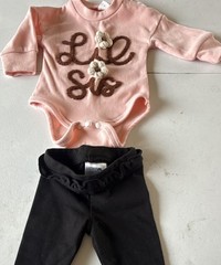 Carter’s SHEIN Garanimals 0-3M Girls 3pc Pink Bodysuit Romper & Black Pants