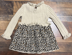 Rachel Zoe Girls Leopard Print Knit Dress Long Sleeve Size 2T