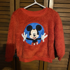Disney Mickey Mouse Red Fleece Pullover Sweater Boys 3Y Long Sleeve Crew