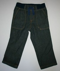 New Gymboree Boys 18-24m Denim Blue Jean Pull On Pants Hickory Stripes
