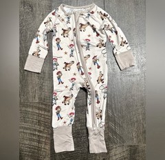 Bamboo Neutral Cowboy Print Zippy Sleeper 6-12m