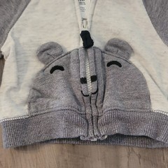 Carter’s Newborn Gray/White Knit Hooded Full-Zip Jacket Bear Face