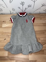 VTG Ralph Lauren Polo USA Gray Half Zip Ruffled Dress 9M