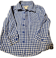 Cherokee Plaid Shirt Toddler Boy Size 3T Long Sleeve Button Up Blue White