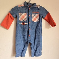 Harley Davidson Romper One Piece Baby Boys 3-6 Months Chambray Coverall
