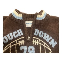 Boys SONOMA Football Touch Down Half Zip Long Sleeve Sweater Infants 18M Brown