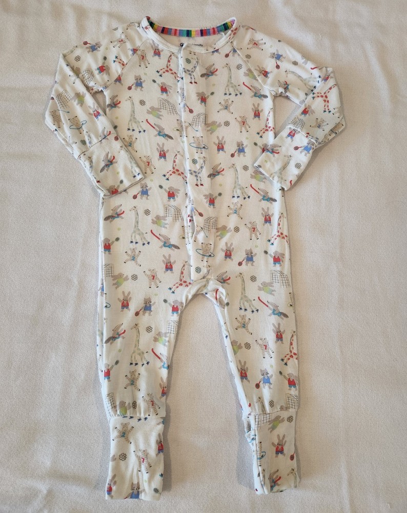 Magnetic Me Footless Romper Sleeper 6-9M Sporty Animals Modal Pajamas