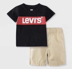 Levi’s Baby Boys’ 2pc Box Tab Short Sleeve Top & Bottom Set- 24 Months- Black
