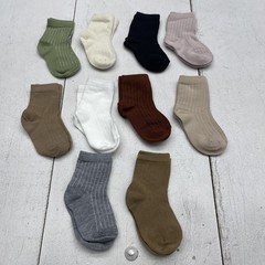 Ribbed Socks Girls One Size Multicolor Ankle 10 Pair Neutral Basic Everyday Set