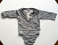 baby GAP Gray Striped Cotton Knit Long Sleeve Henley Snap Bodysuit 6-12M