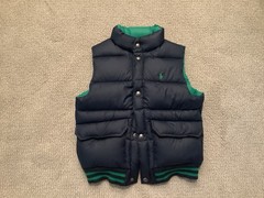 Polo Ralph Lauren Reversible Green/Blue Puffer Vest Snap Front Unisex 6