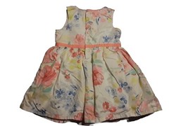 Carters Baby Girl 9mo Dress EUC White Coral Blue Yellow Floral Lined GORGEOUS
