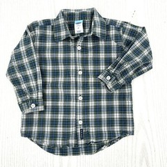 Old Navy Boy 2T Long Sleeve Button Front Dress Shirt Blue White Yellow