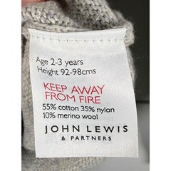 NWT John Lewis Girls Penguin Fair Isle Sweater Gray Cotton Merino Wool 2-3 Yrs