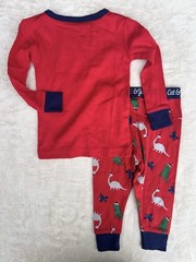 Cat & Jack Boys Dinosaur Christmas Pajama Set Size 12 Months 100% Cotton