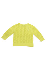 Bonpoint Girls Button Front Crew Neck Open Knit Cardigan Sweater Yellow Size 4