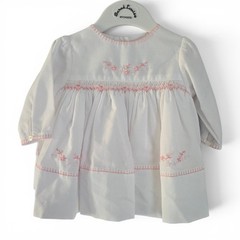 Sarah Louise Baby Girls White & Pink Smocked Dress – Newborn – Brand New